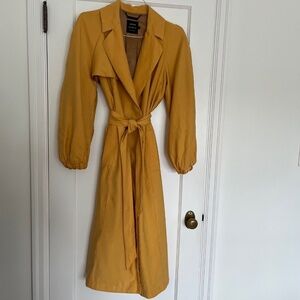 John Lewis Long Trench Coat in Yellow | SIze Medium